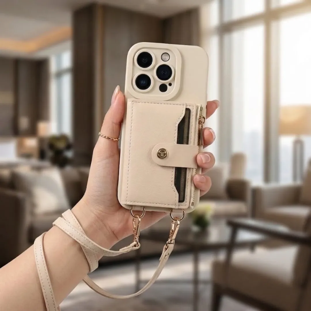 NUVEX iPhone 15 Pro Hoesje met Portemonnee - Beige