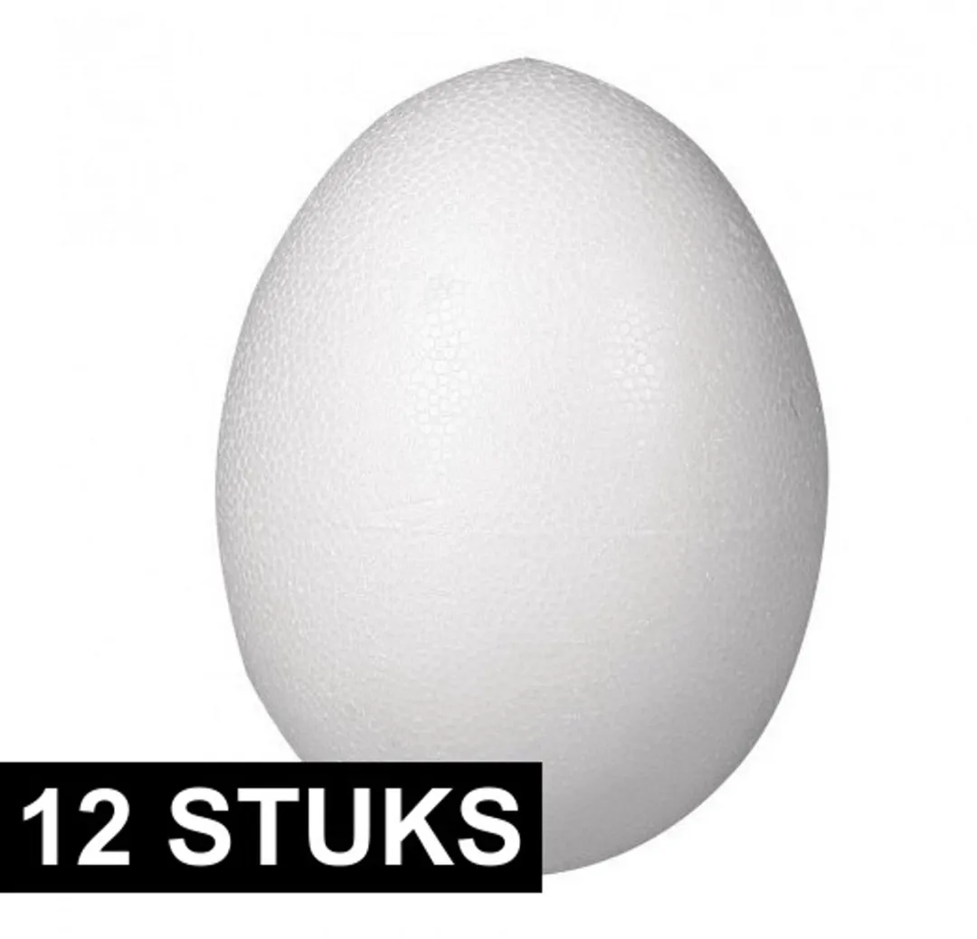Rayher Piepschuim Ei 12 Stuks - 8cm - Wit