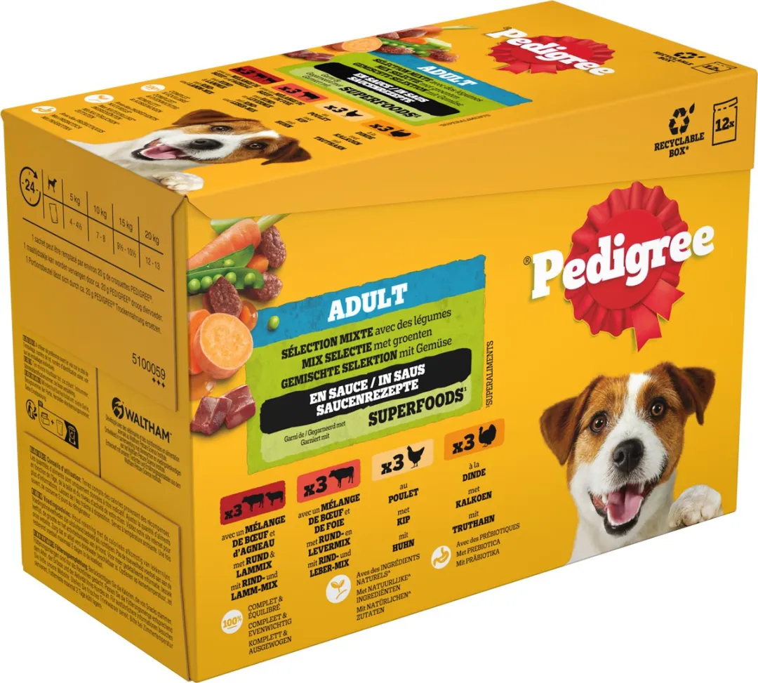 Pedigree Mix Selectie Hondenvoer Maaltijdzakjes 48x100g