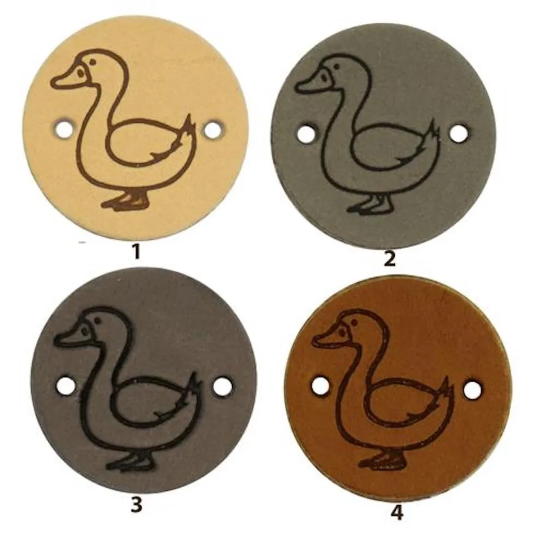 Durable Leren Label met Eendopdruk - 2cm - 2 Stuks