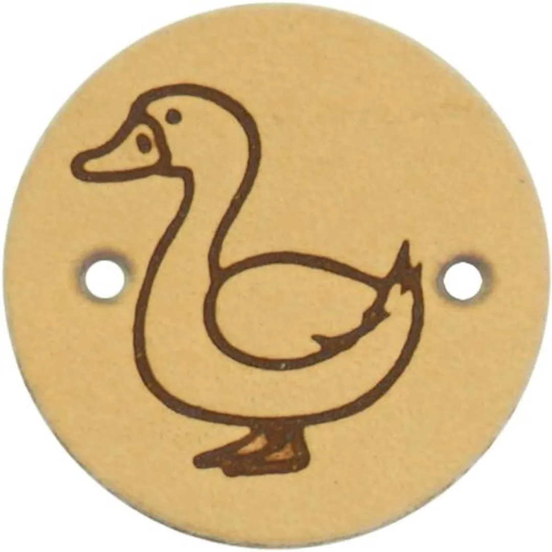 Durable Leren Label met Eendopdruk - 2cm - 2 Stuks