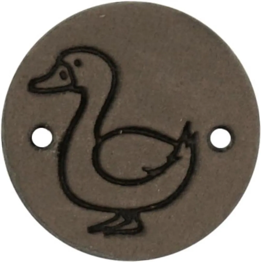 Durable Leren Label met Eendopdruk - 2cm - 2 Stuks