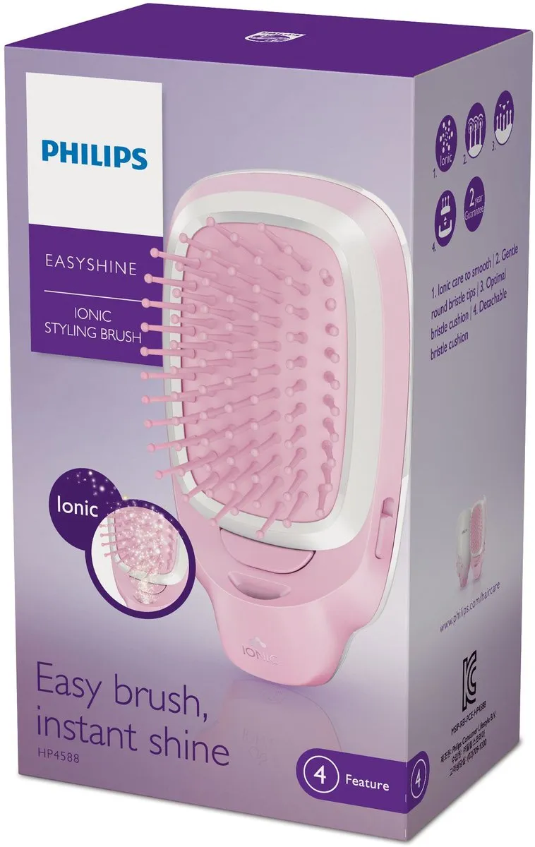 EasyShine HP4588/00 haarstyler Straightening stijlborstel Roze, Wit