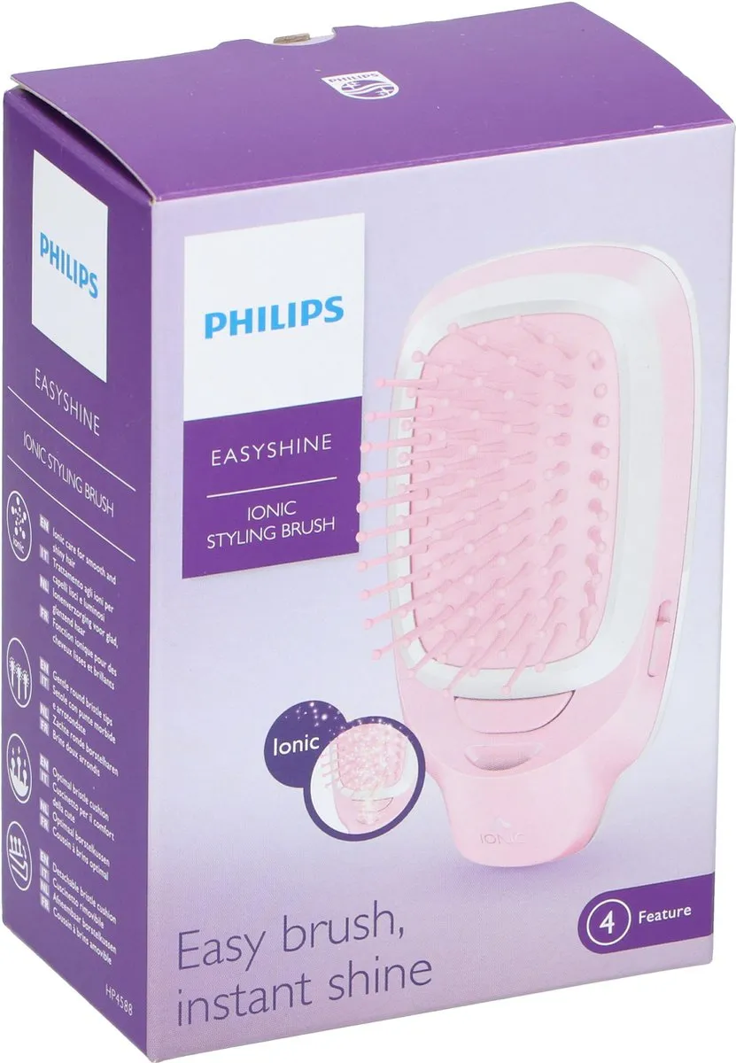 EasyShine HP4588/00 haarstyler Straightening stijlborstel Roze, Wit