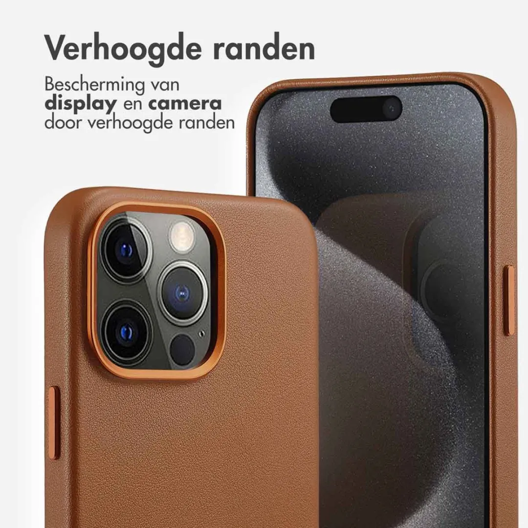 Accezz Hoesje iPhone 15 Pro Max - MagSafe Leder Sienna Brown
