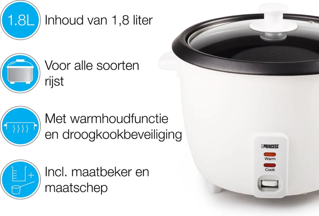Princess Rijstkoker 271940 - 1,8L - 10 Porties - 700W
