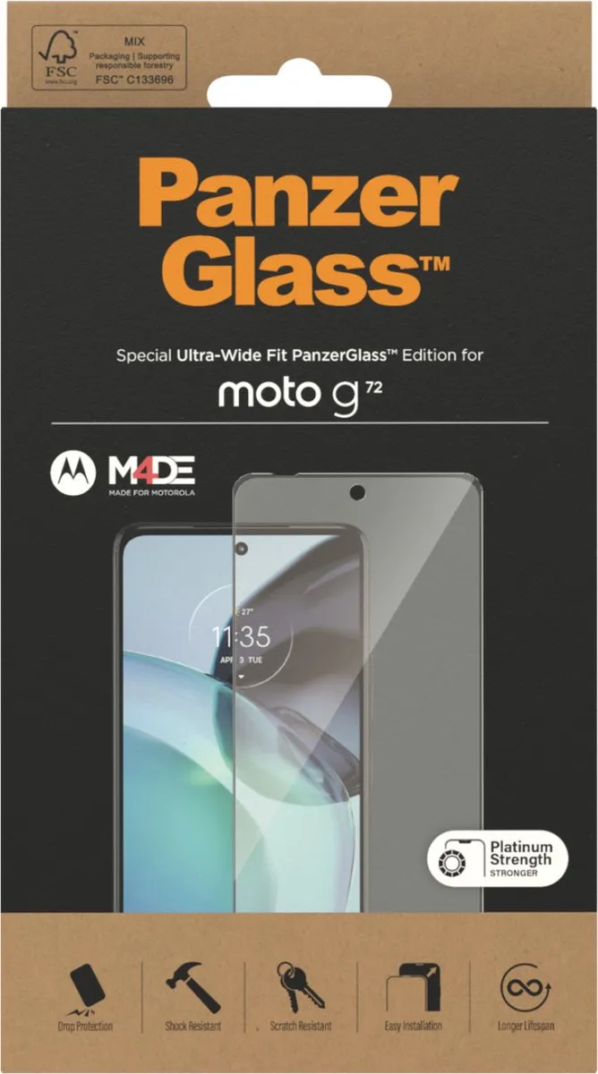 PanzerGlass Ultra-Wide Schermbeschermer Motorola Moto G72 - Case Friendly