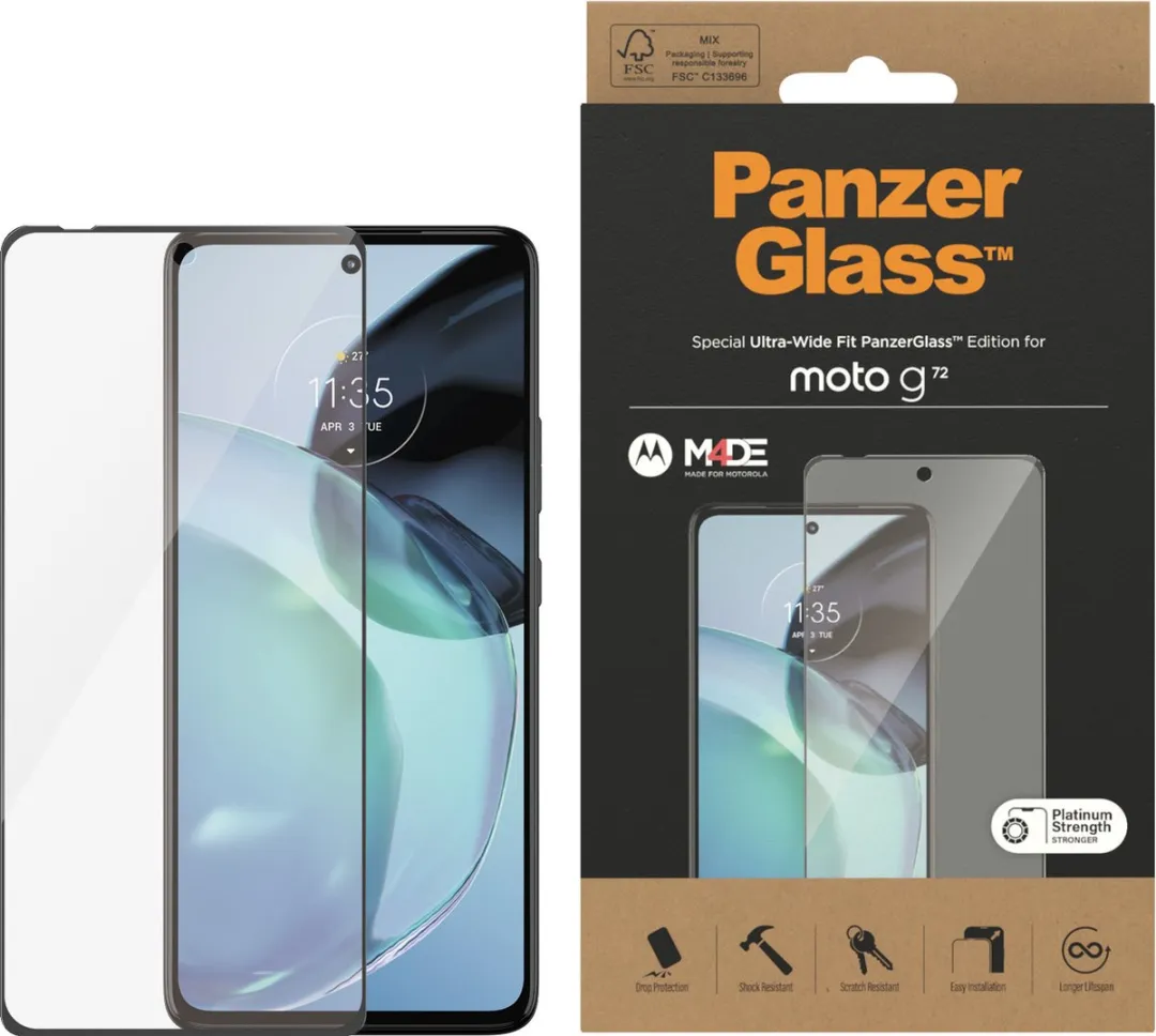 PanzerGlass Ultra-Wide Schermbeschermer Motorola Moto G72 - Case Friendly