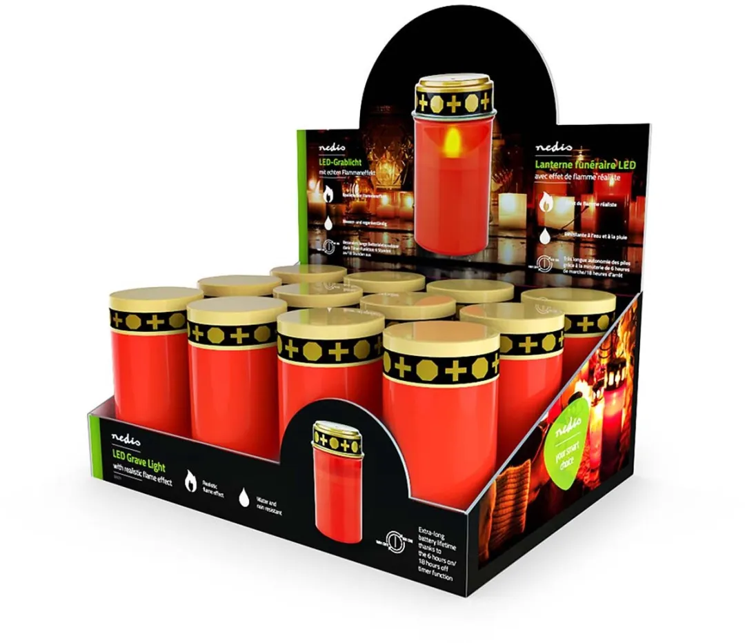 Nedis LED Graflicht Rood 12 Stuks - Mat Glas - Timer 6u/18u