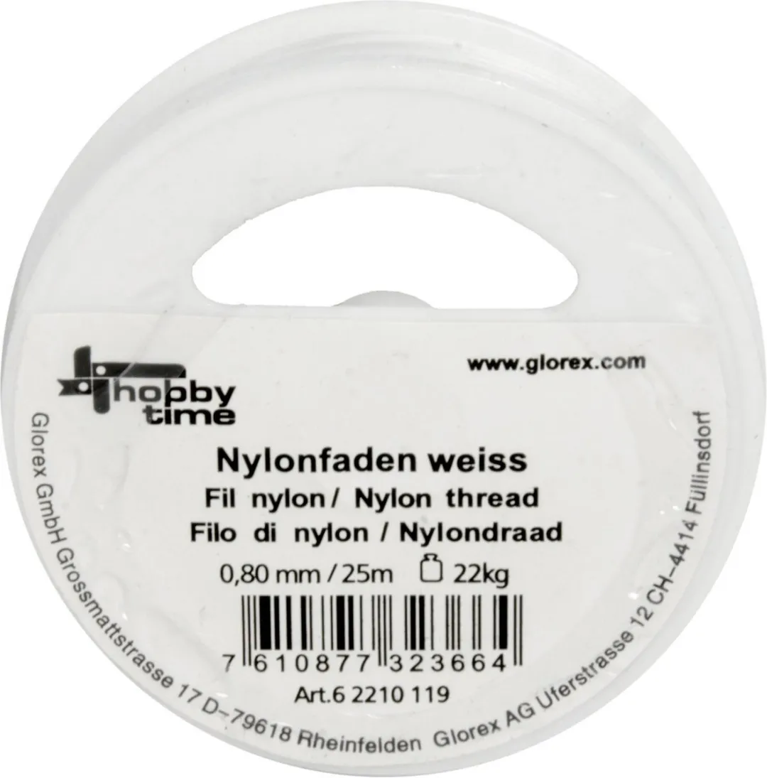 Glorex Hobby Nylon Draad 0.8mm - 50m Wit