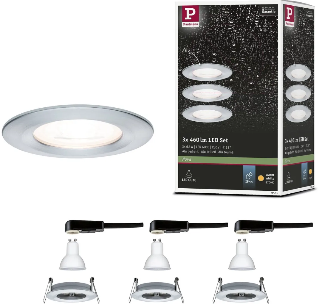 Paulmann Nova Basisset LED-inbouwlamp IP44 GU10 3x6,5W 1380lm