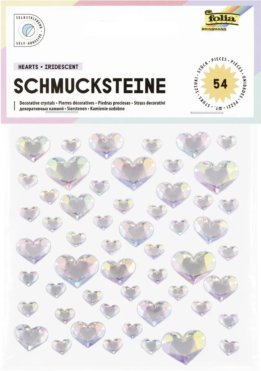 Folia Zelfklevende Iriserende Hartjes 54 Stuks