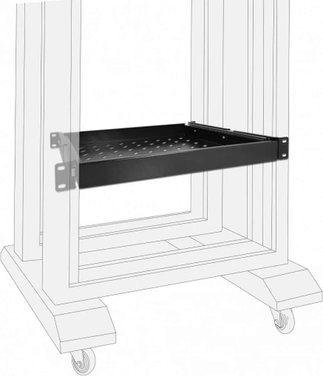 Delock 19" Pull-out Drawer 1U 42631 - Zwart - afbeelding 2 van 4