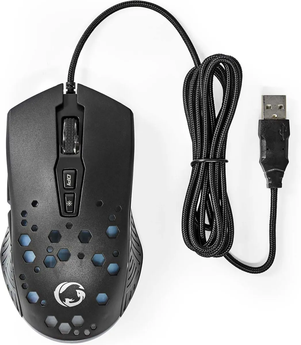 Nedis GMWD410BK Gaming Muis - Bedraad - 7200 DPI - Zwart