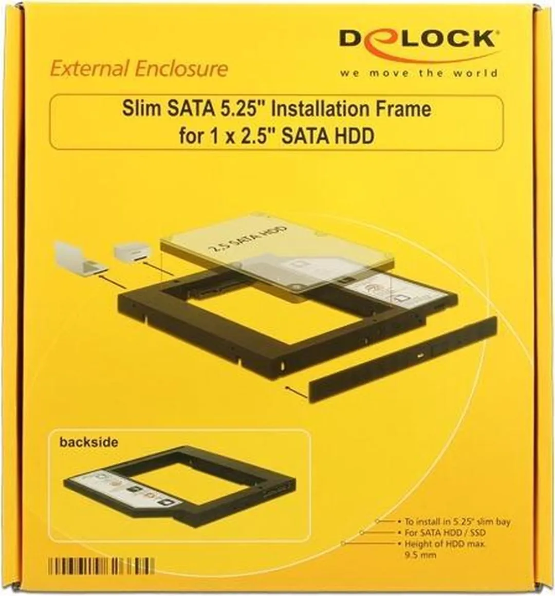 Delock 62669 2,5" SATA HDD/SSD Caddy 5,25" - Zwart - afbeelding 6 van 6