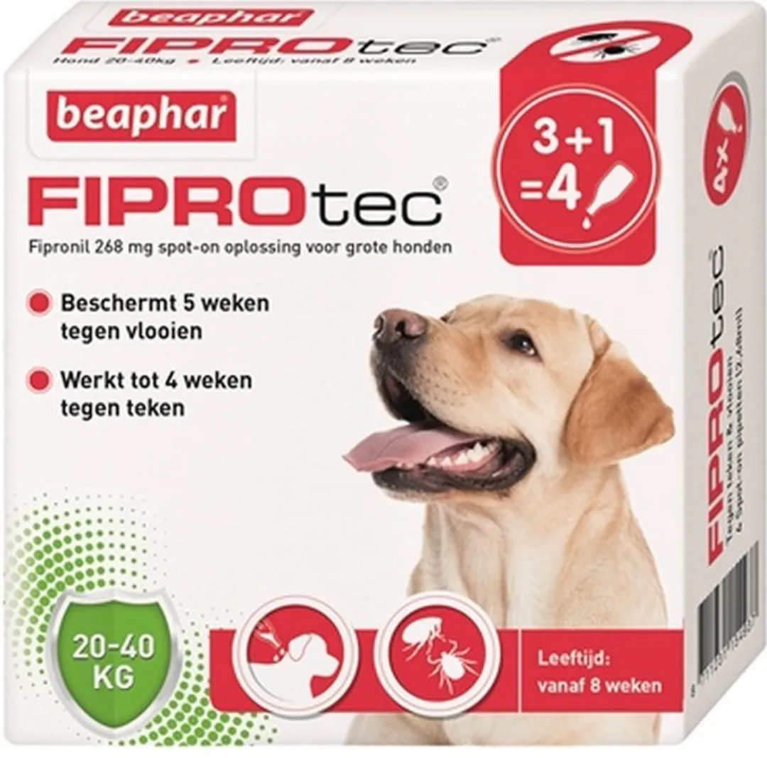 Beaphar Fiprotec Spot On 20-40kg Hond - 3+1 Pip