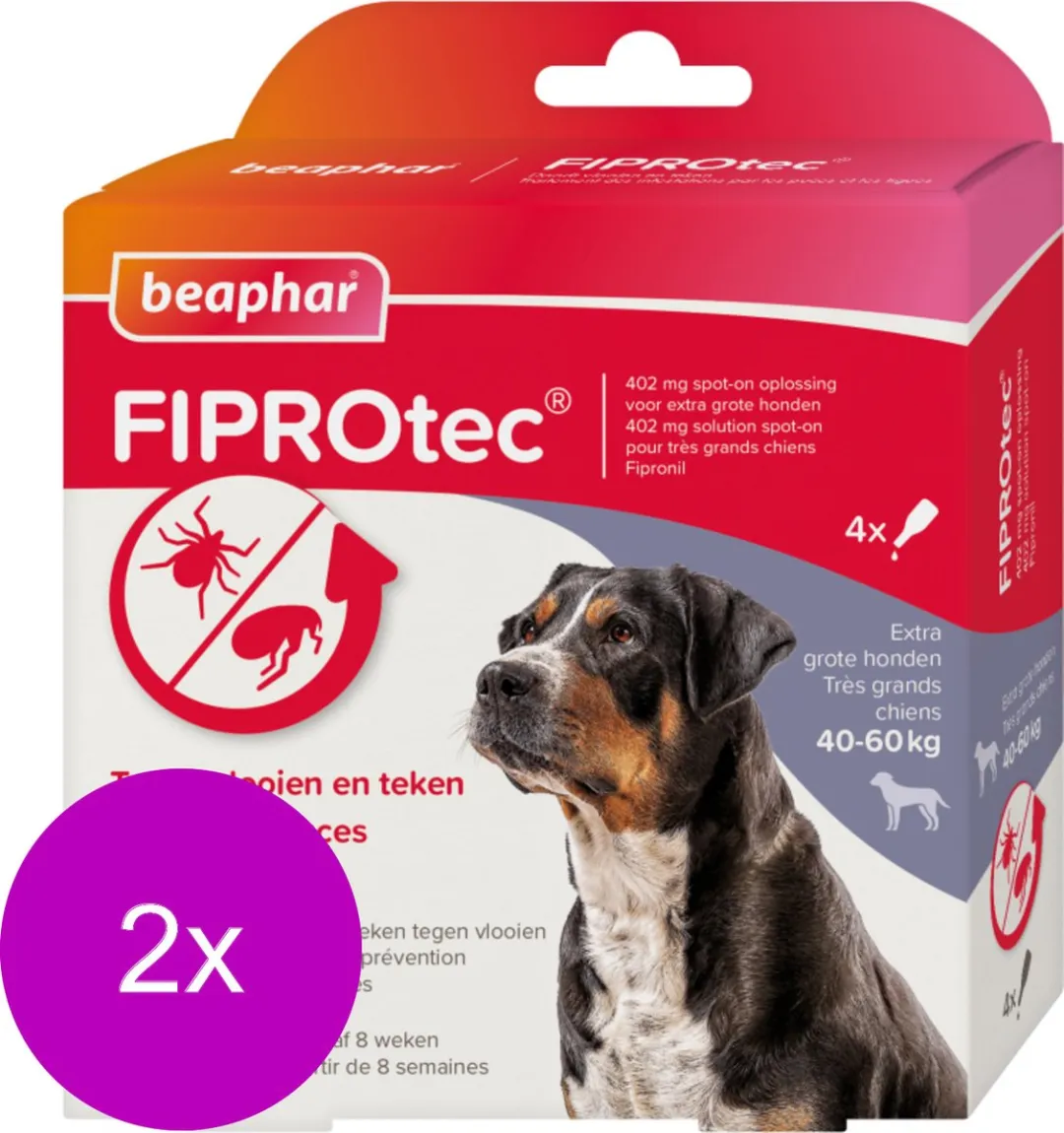 Beaphar Fiprotec Dog 3+1 Pipetten 4ml - 2x40-60kg