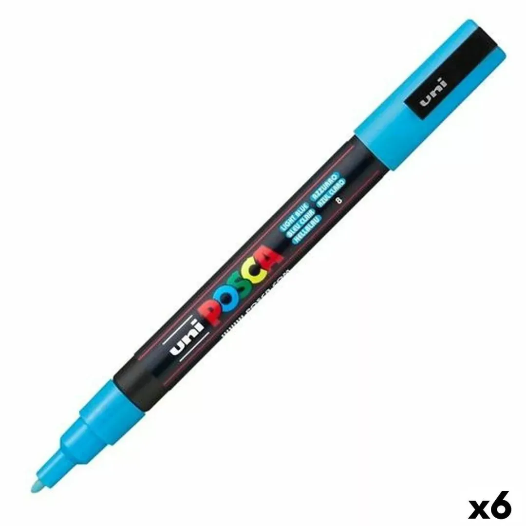 Posca PC-3M Fine Tip Verfstiften - Lichtblauw - 6 Stuks