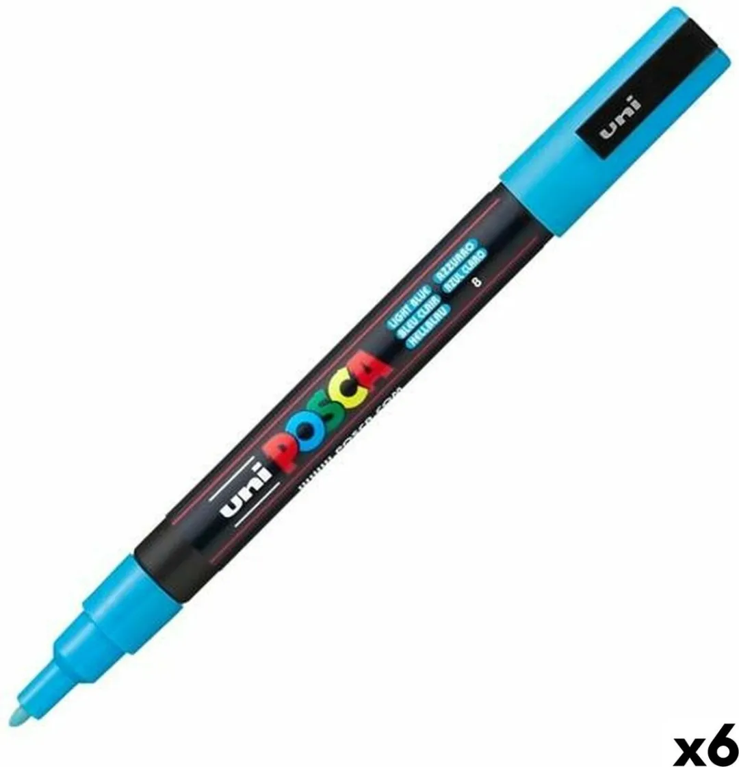 Posca PC-3M Fine Tip Verfstiften - Lichtblauw - 6 Stuks