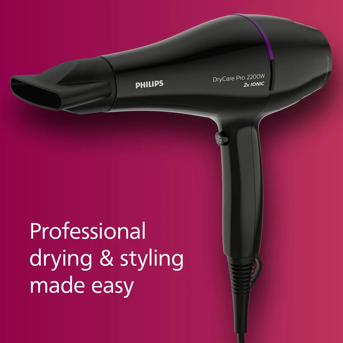 Philips DryCare Pro BHD272/00 Föhn 2200W - Zwart - afbeelding 6 van 6
