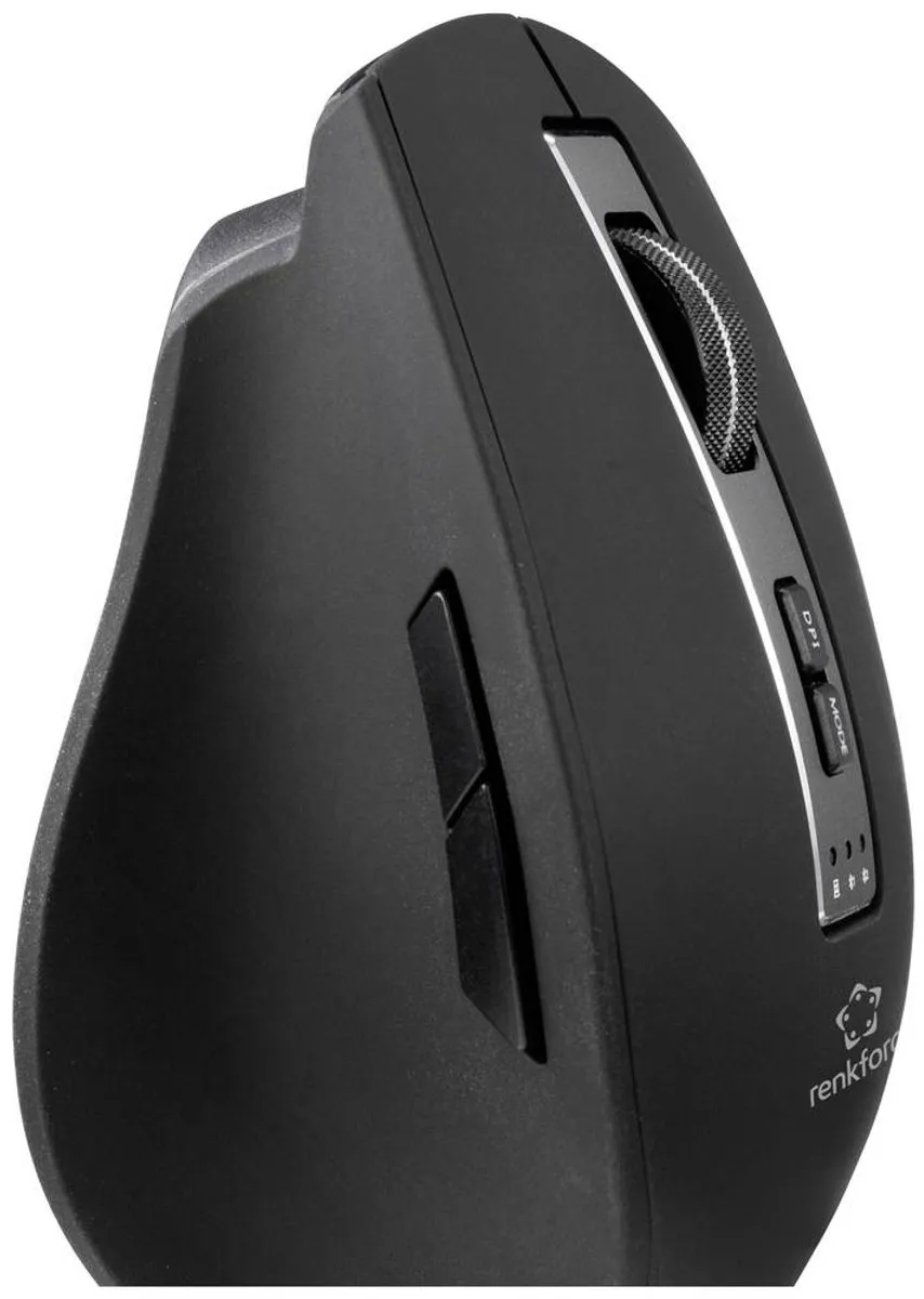 Renkforce RF-WM-300 Ergonomische Muis - Bluetooth - 7 Toetsen - 2400 DPI - Zwart/grijs