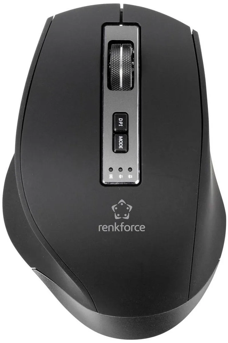 Renkforce RF-WM-300 Ergonomische Muis - Bluetooth - 7 Toetsen - 2400 DPI - Zwart/grijs