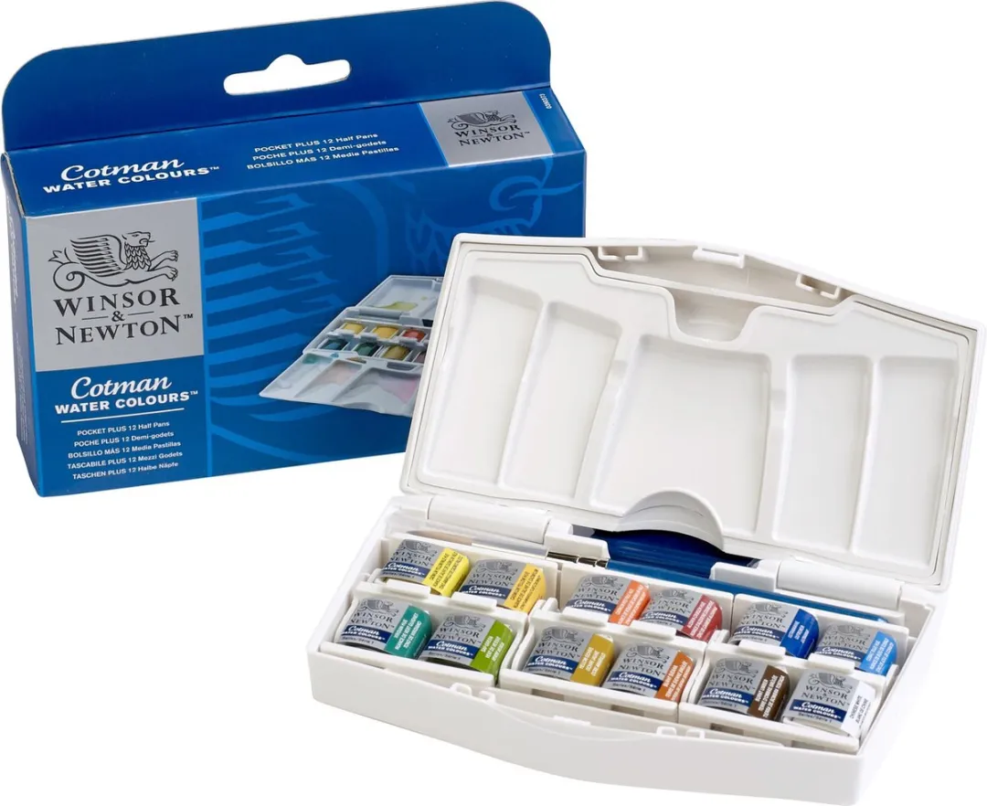 Winsor & Newton Cotman Aquarel Pocket Plus Set 12 Kleuren