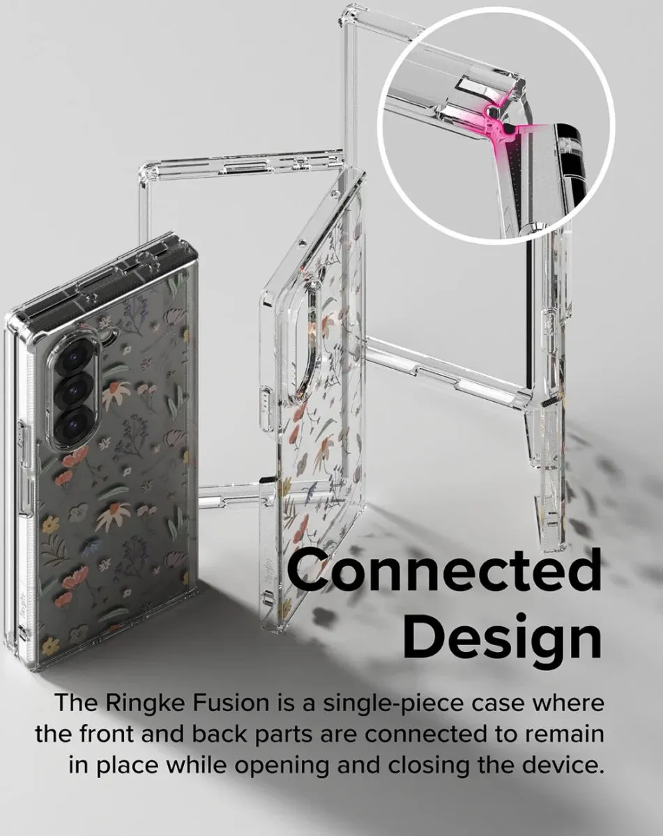 Ringke Fusion Design Hoesje Samsung Galaxy Z Fold6 - Antikrascoating - Transparant Flowers
