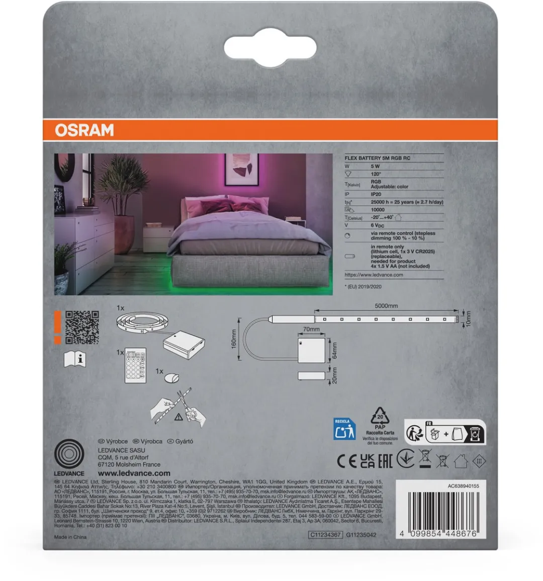 Osram Flex Battery 5M LED-lichtstrip RGB - 5W - 5m