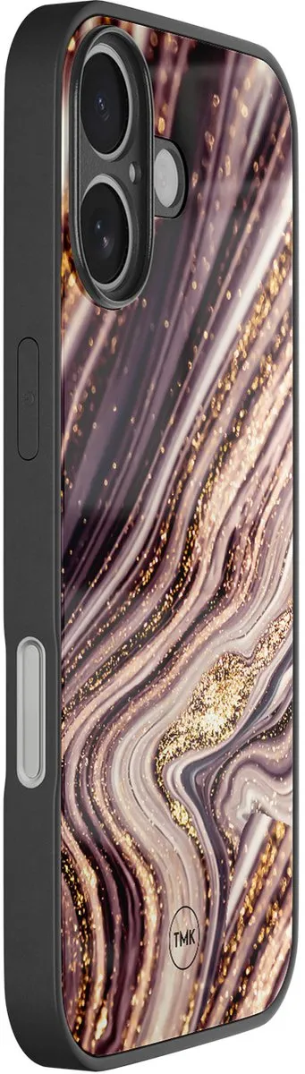 Casevibes iPhone 16 Hoesje - Roze Marmer - TPU & Glas