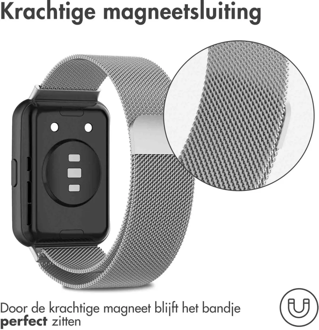 Imoshion Milanees Magnetisch Bandje Zilver - Huawei Watch Fit 2