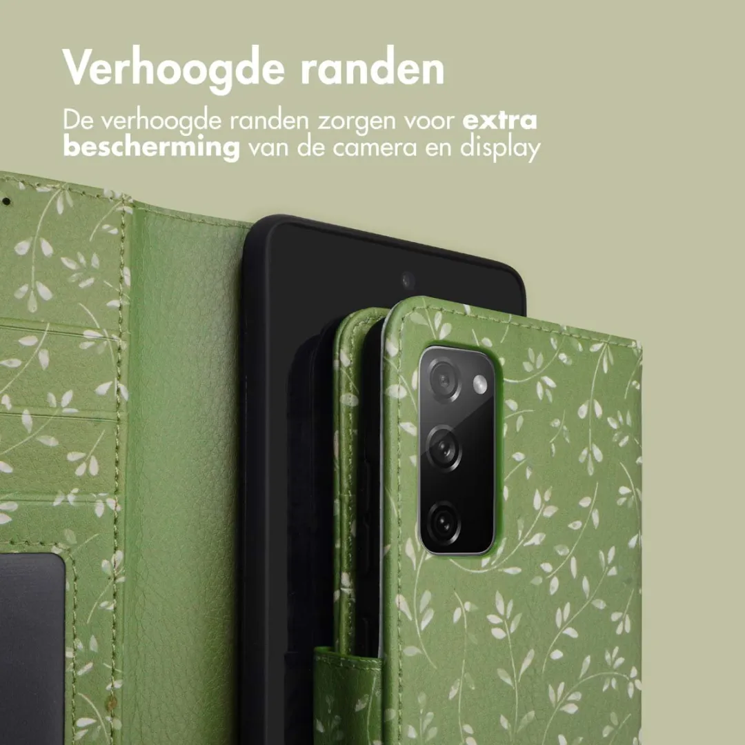 Imoshion Galaxy S20 FE Hoesje Green Flowers - 3 Pasjes - afbeelding 6 van 6