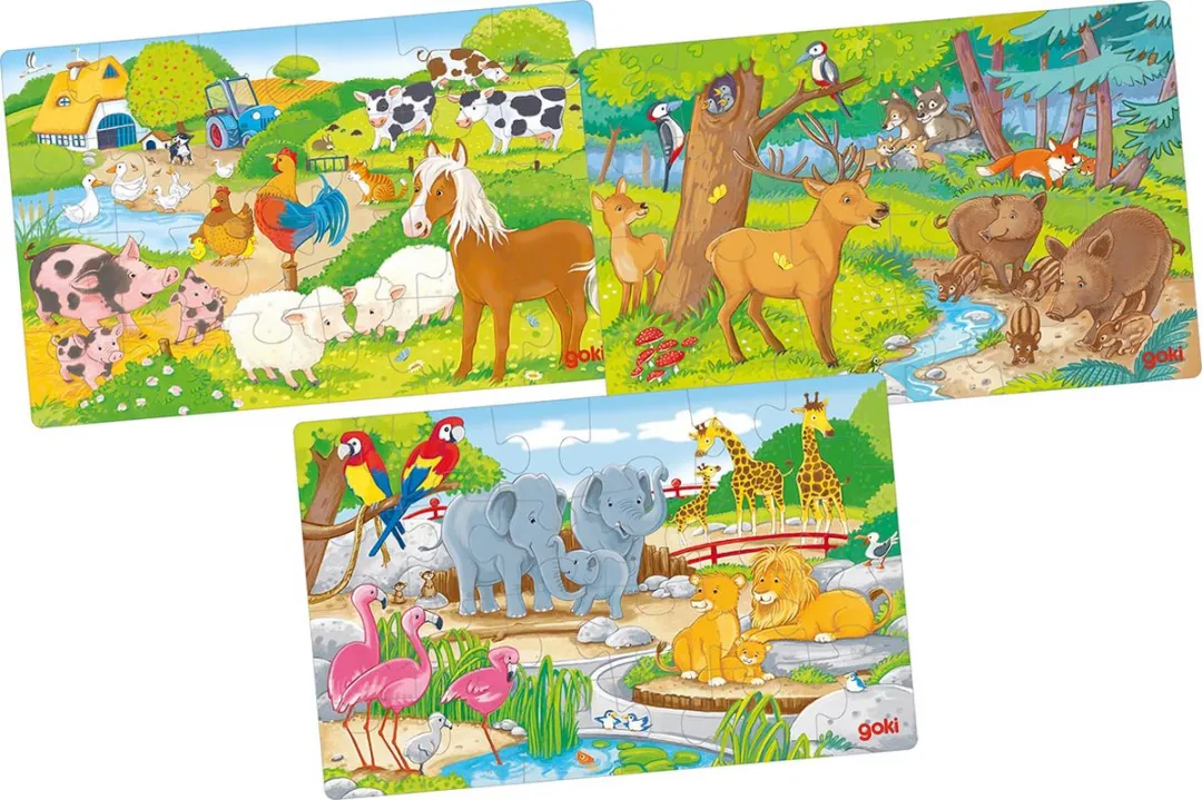 Goki Dieren Puzzel 24 Stuks - Meerkleurig