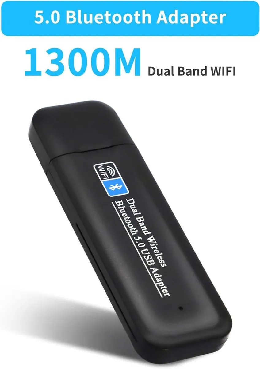 NÖRDIC BTWF-103 USB Adapter - Bluetooth 5.0 & WiFi 6 - 1300 Mbps - Zwart