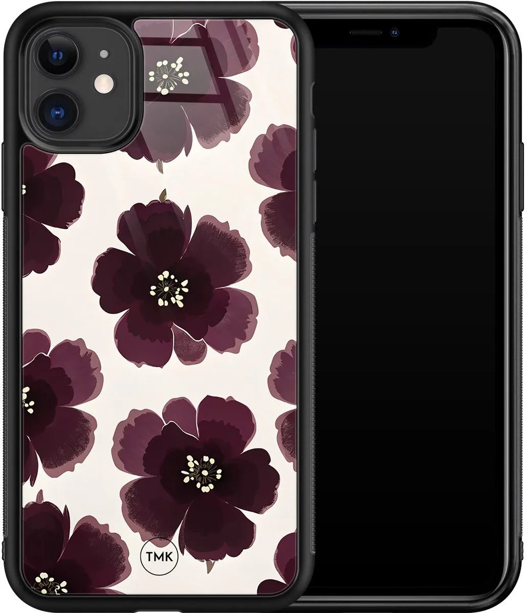 Casevibes iPhone 11 Hoesje - Paars Burgundy Flowers