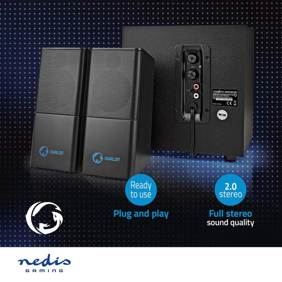 Nedis GSPR10021BK Gaming Speaker 2.1 - 30W - Zwart