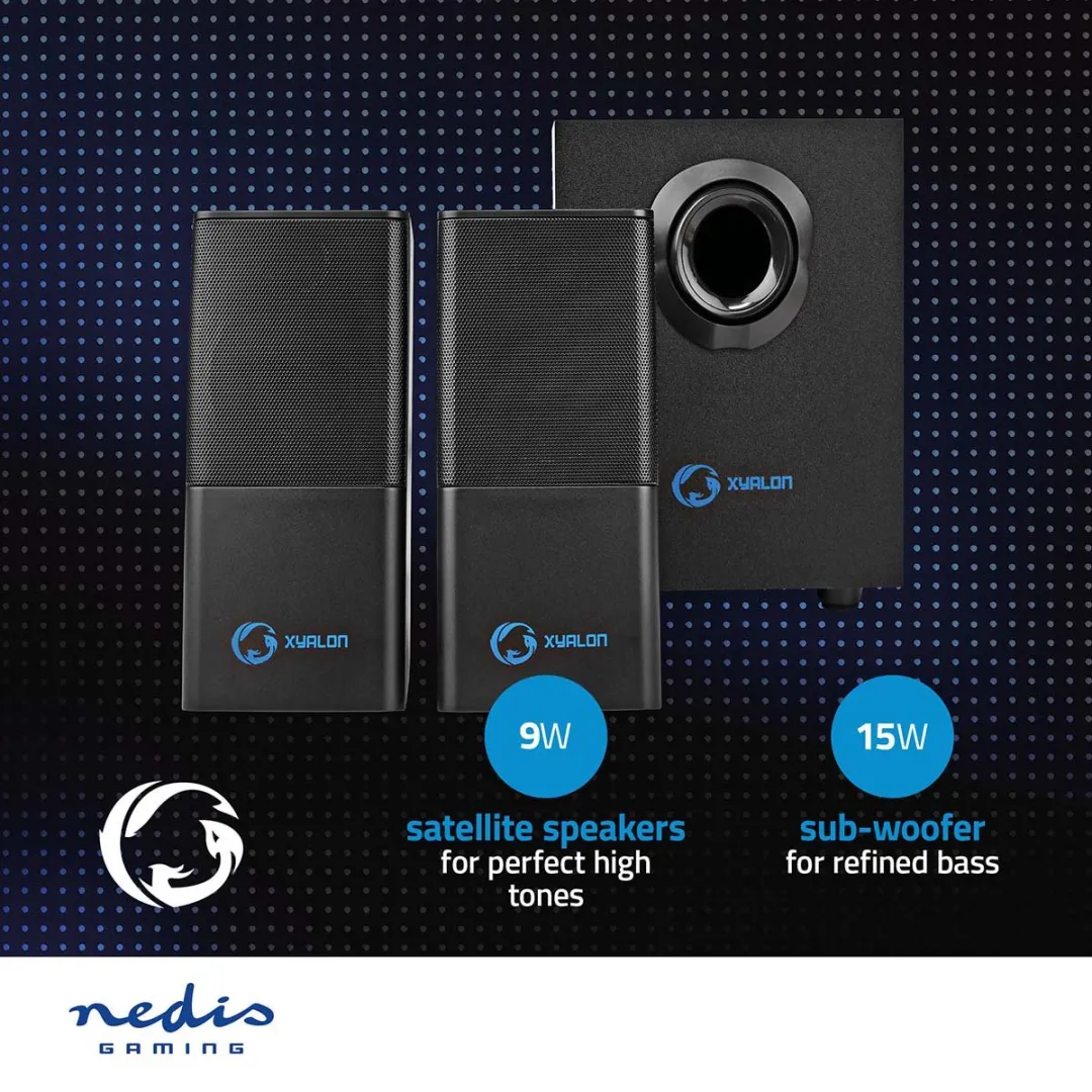 Nedis GSPR10021BK Gaming Speaker 2.1 - 30W - Zwart - afbeelding 6 van 6