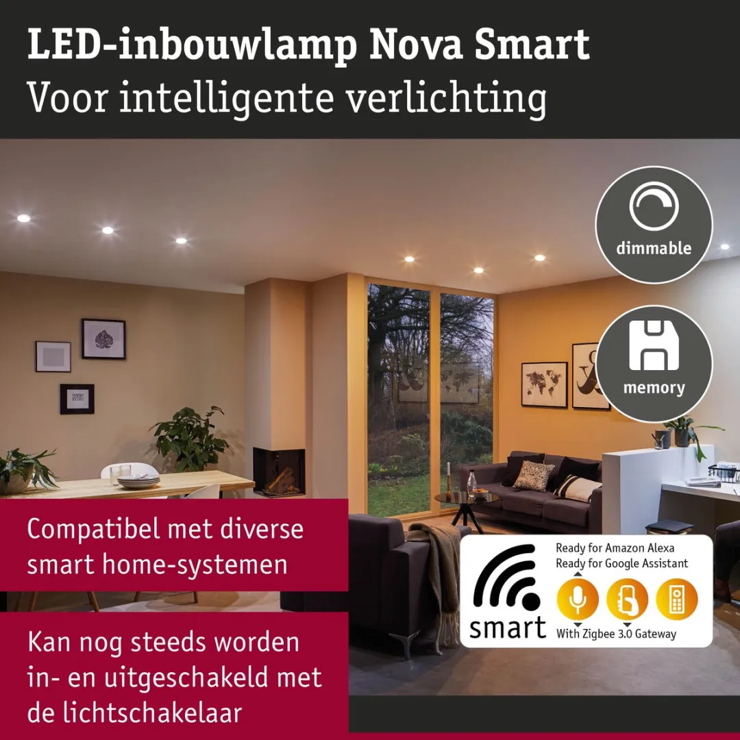 Paulmann Nova Coin LED-inbouwlamp 3x530lm 230V - 50° Tunable White - Staal geborsteld