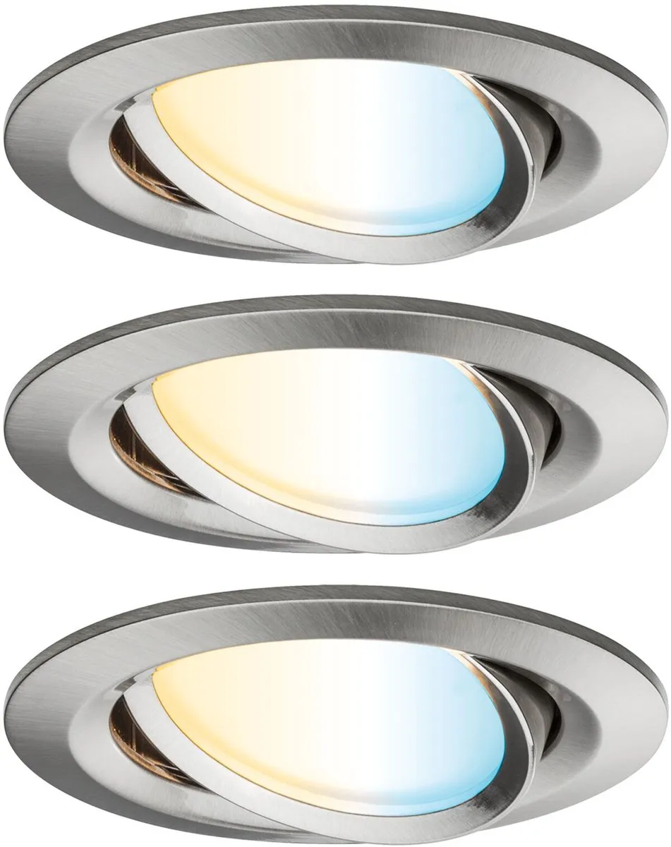Paulmann Nova Coin LED-inbouwlamp 3x530lm 230V - 50° Tunable White - Staal geborsteld