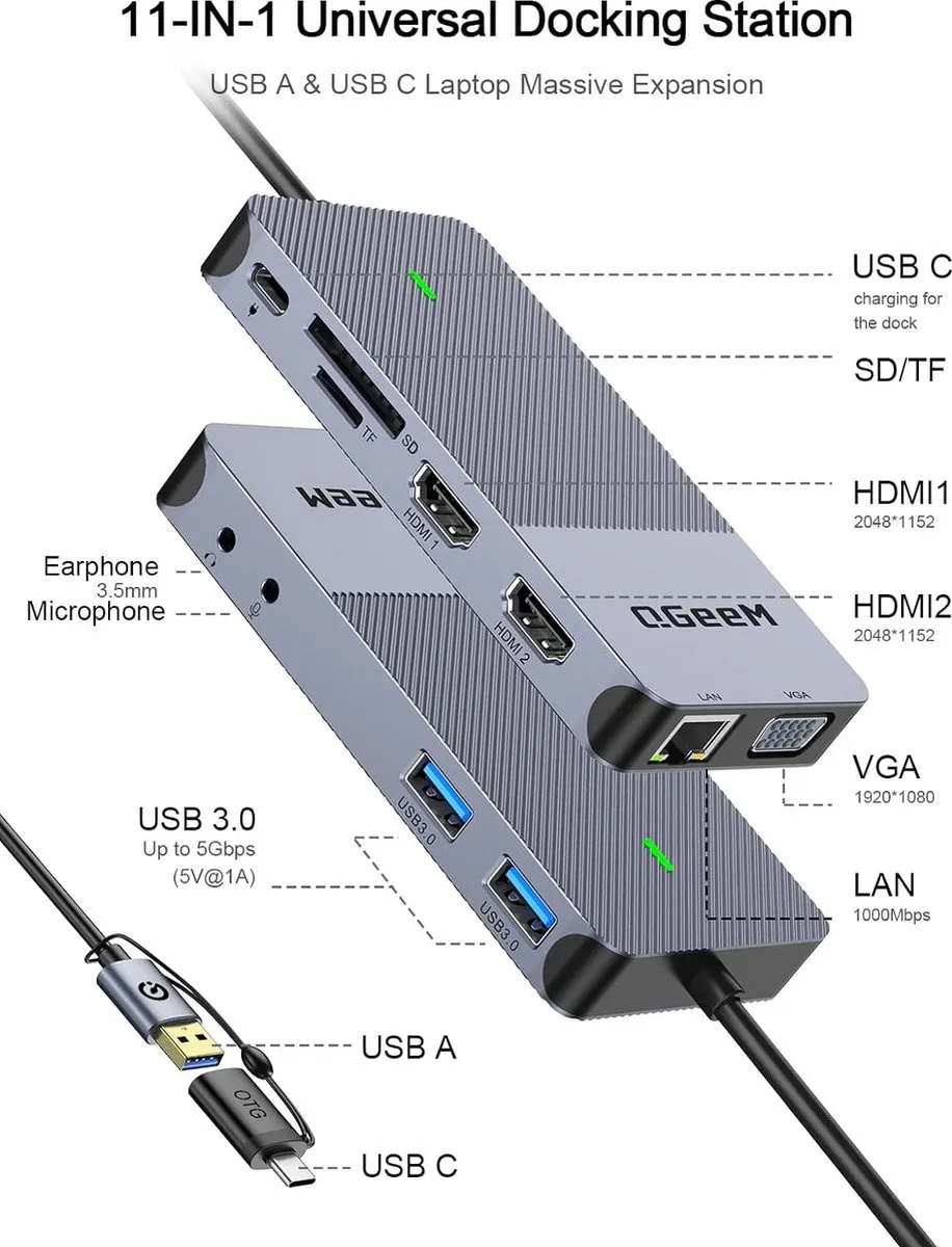 NÖRDIC DOCK-191 Docking Station 10-in-1 - Space Gray - afbeelding 6 van 6