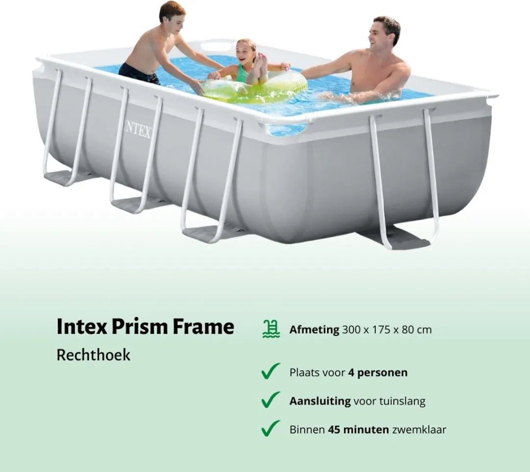 Intex Prism Frame Zwembad 300x175x80cm - Grijs - MPN 26784GN-Grijs