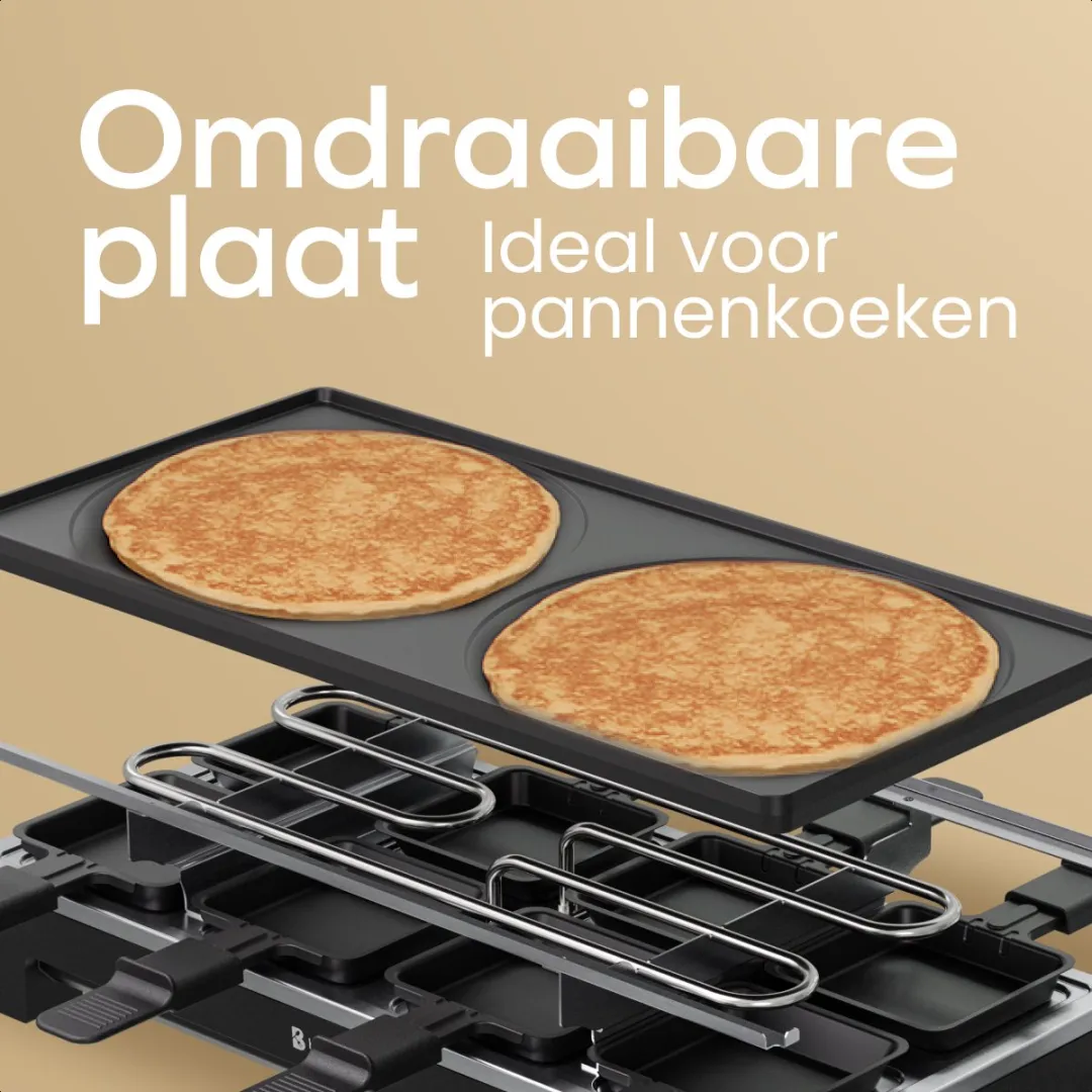 KitchenBrothers Gourmetstel KB1004190 - 1500W - 8 Personen - Zwart