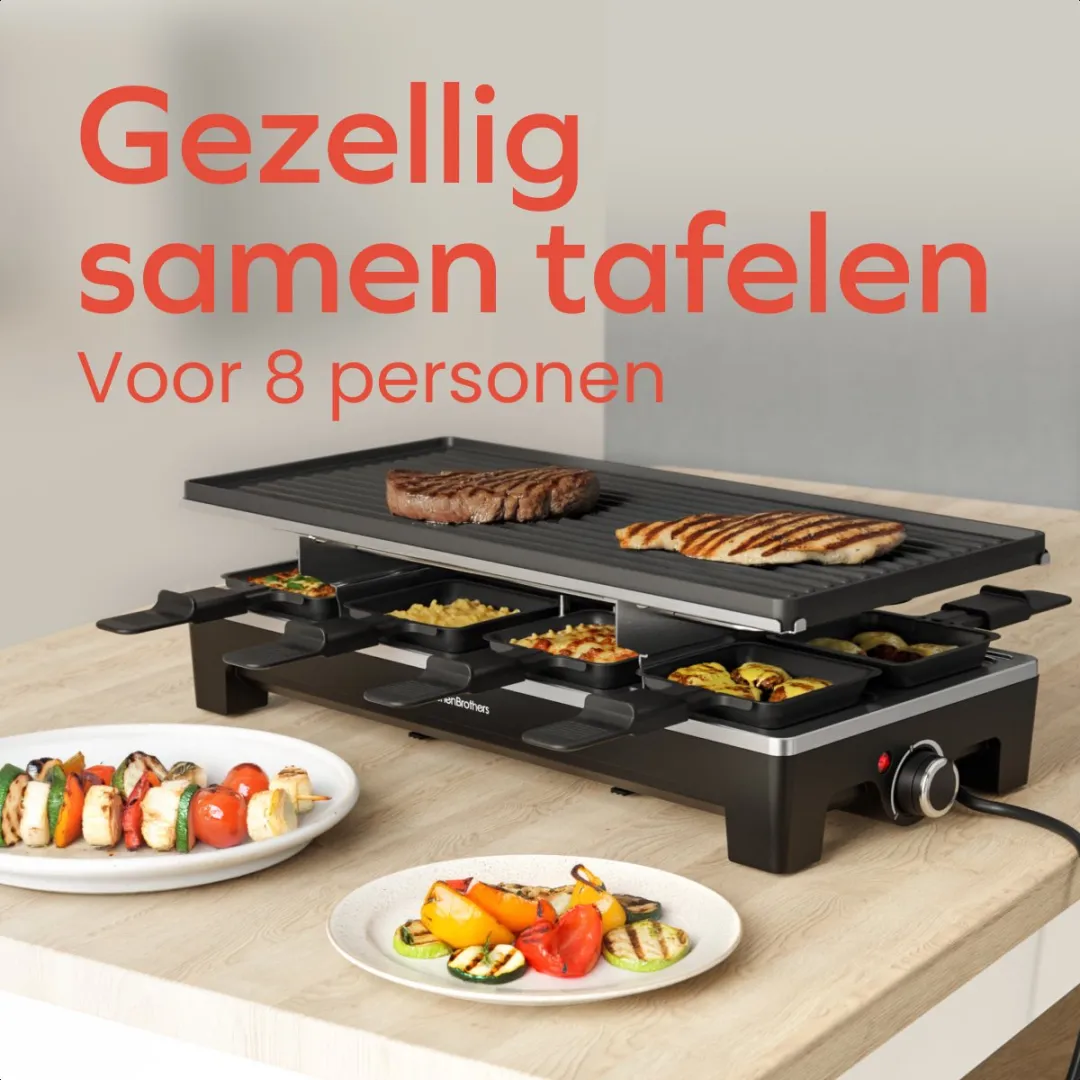 KitchenBrothers Gourmetstel KB1004190 - 1500W - 8 Personen - Zwart