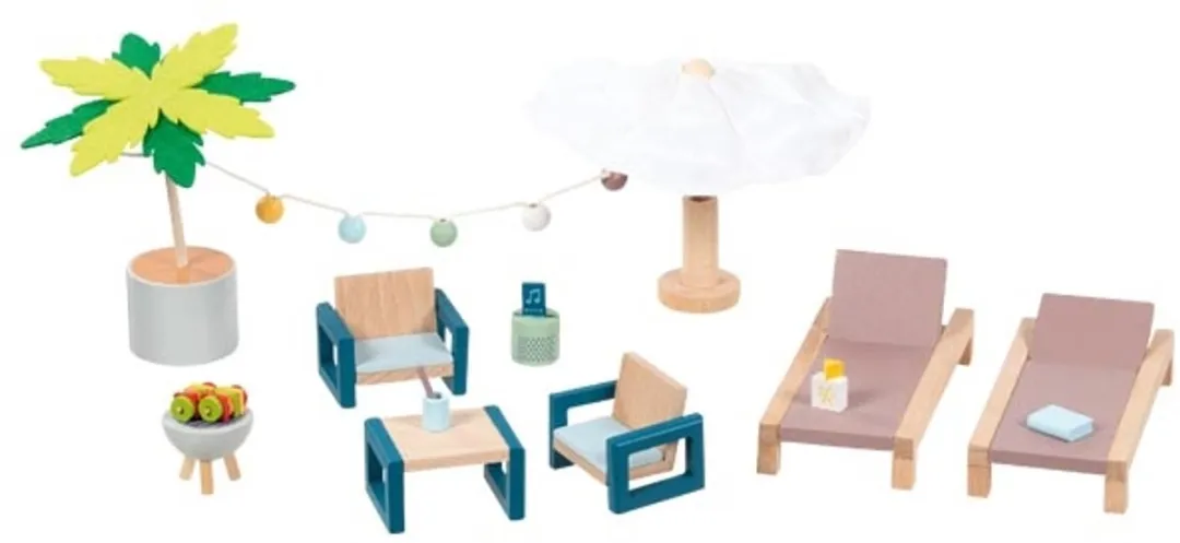 Goki Mallorca Poppenhuismeubelset - 17-delig Multicolor