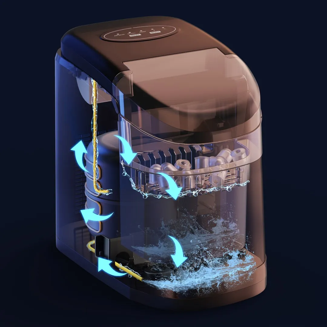 Bardi Deluxe IJsblokjesmachine 1.6L - RVS Set met 3 Thermosbekers - afbeelding 4 van 6