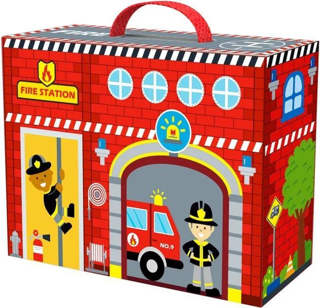 Tooky Toy Poppenhuis Brandweer 3-delig TY203 - Multicolor