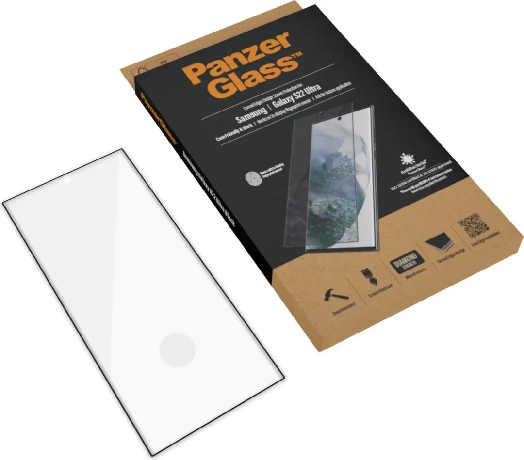 PanzerGlass Screenprotector Samsung Galaxy S22 Ultra - Zwart