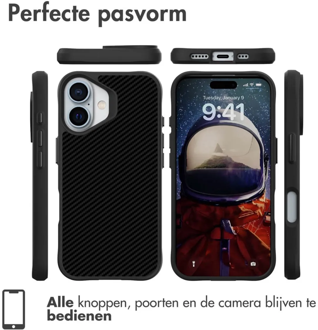 Imoshion Hybrid Carbon Hoesje iPhone 16 Plus - Zwart
