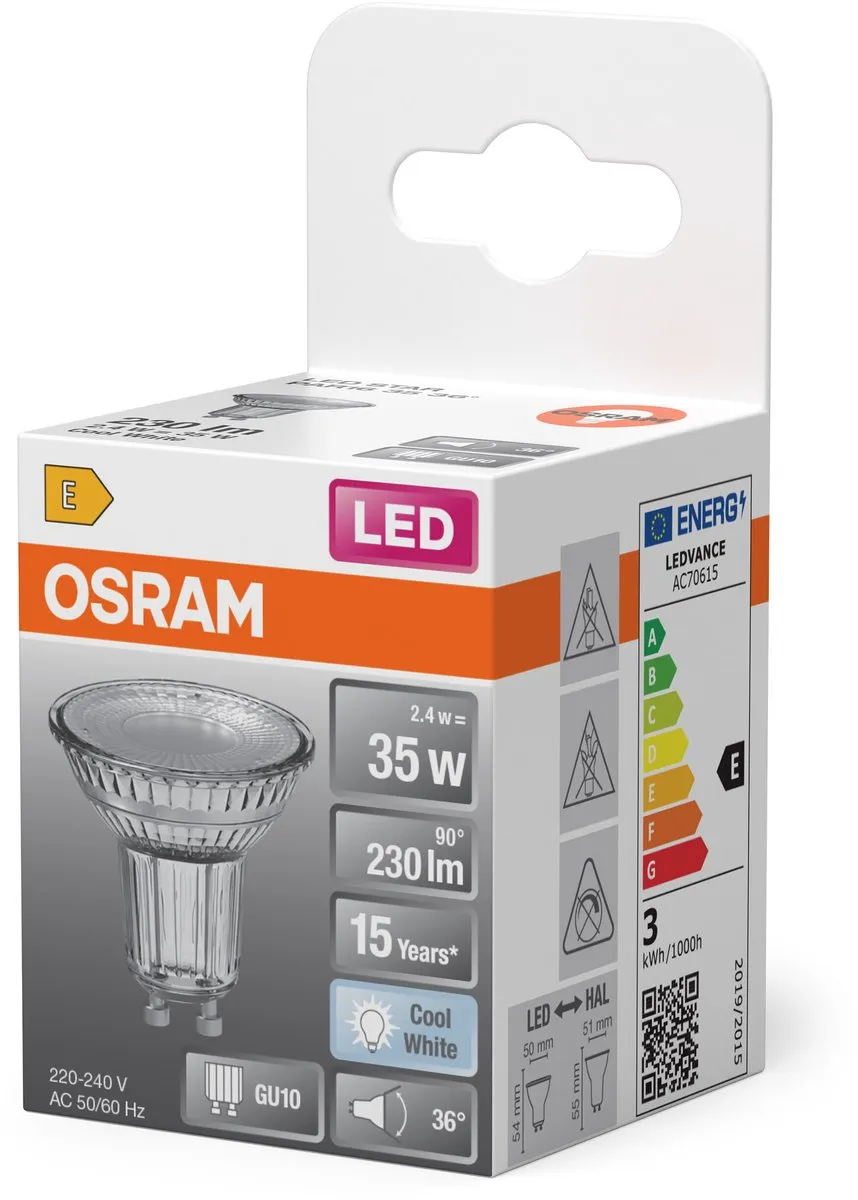 Osram LED Spot Star PAR16 GU10 2,4W - 36° - 230lm - 4000K Koelwit - afbeelding 6 van 6