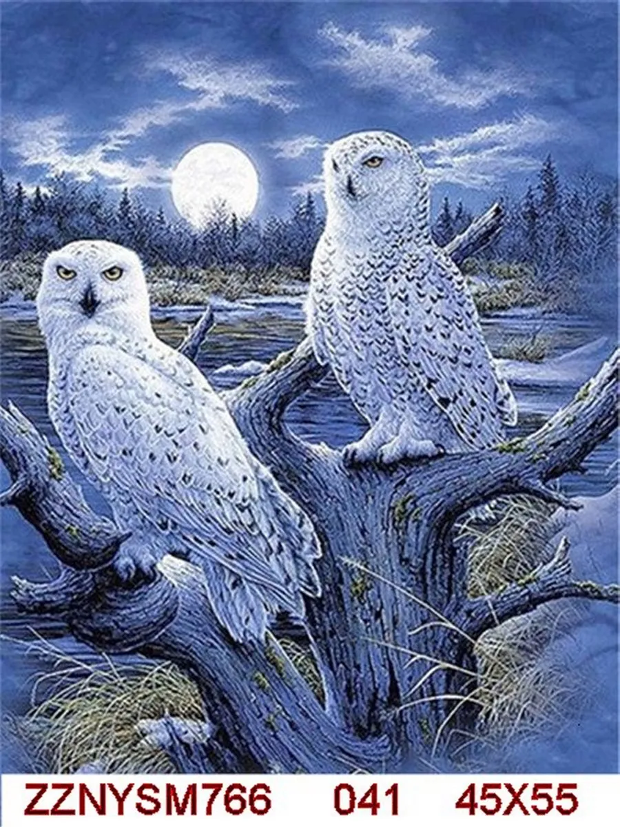 VDTOYS Diamond Painting VDT041 Snowowls - Groot formaat 45x55cm